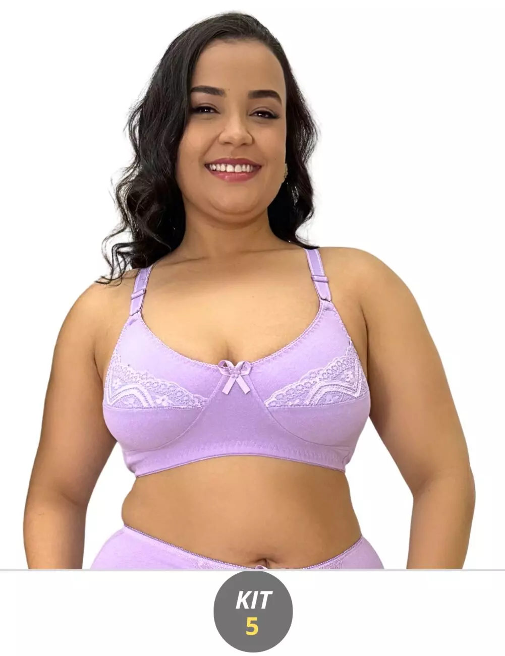 Kit 5 Sutiãs Atacado Sem Bojo Cotton Reforçado