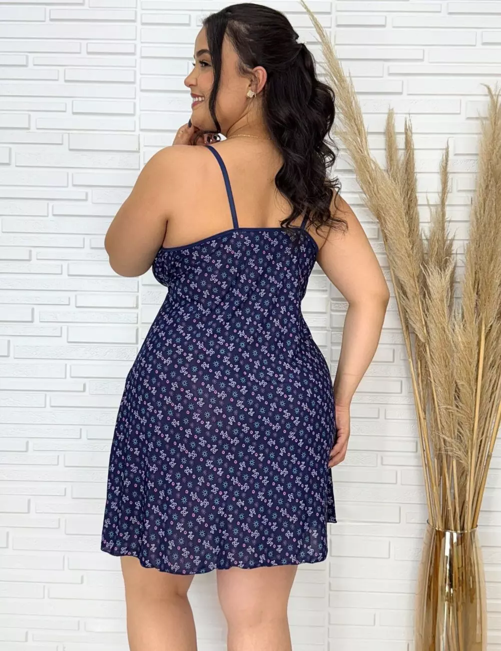 Camisola plus size azul sensual