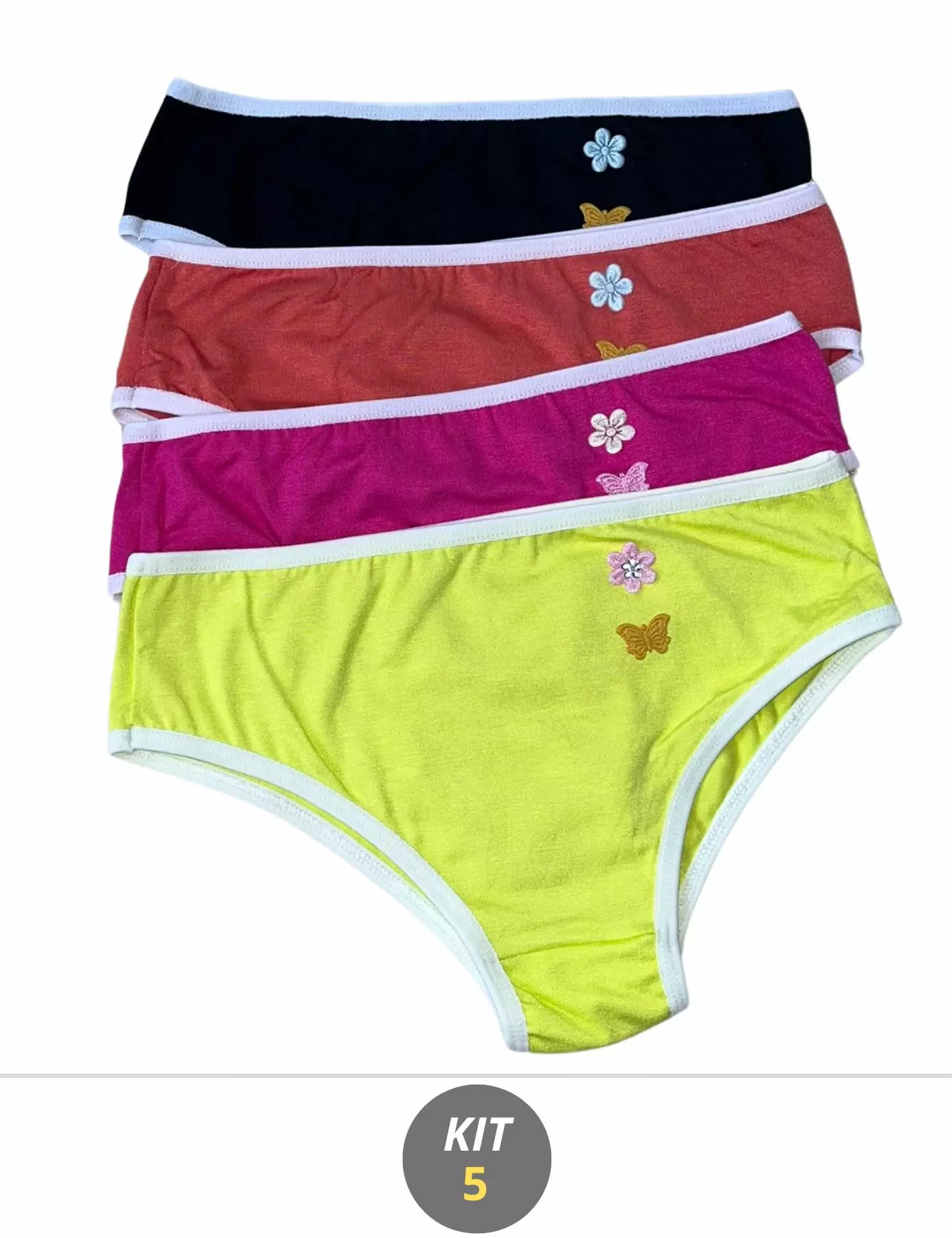 KIT 5 calcinha infantil lisa menina tjvip INFAL001