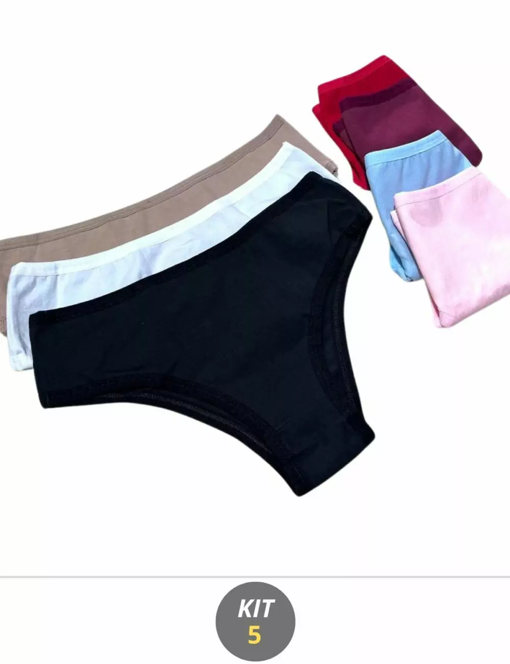 Kit com Calcinhas de Algodão Cotton Liso Confort TJ Vip