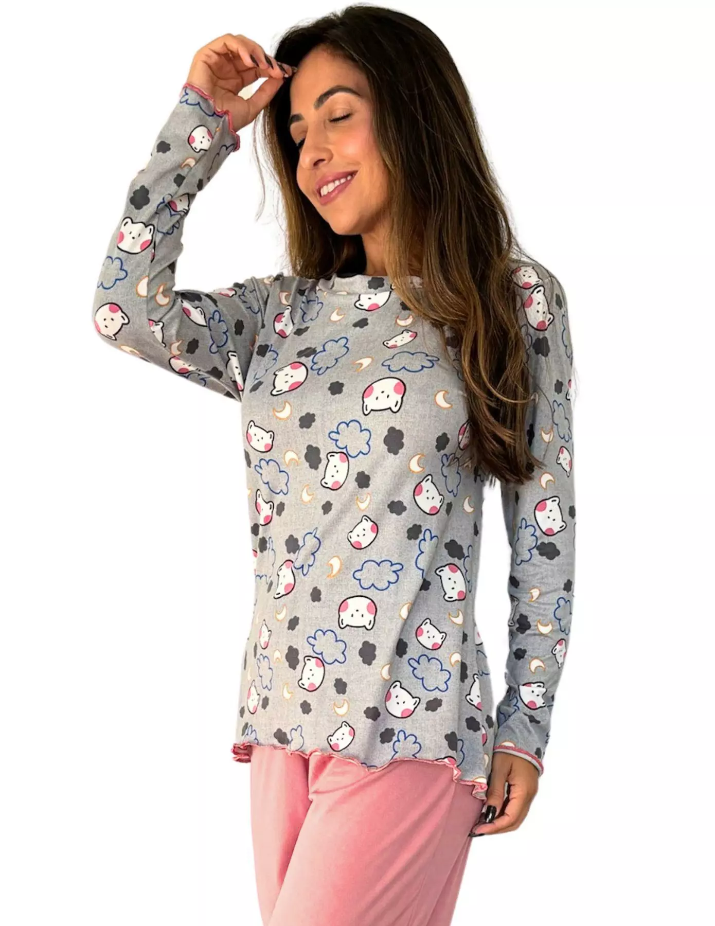 Pijama Feminino Inverno Longo Suede | TJ Vip Linha Noite