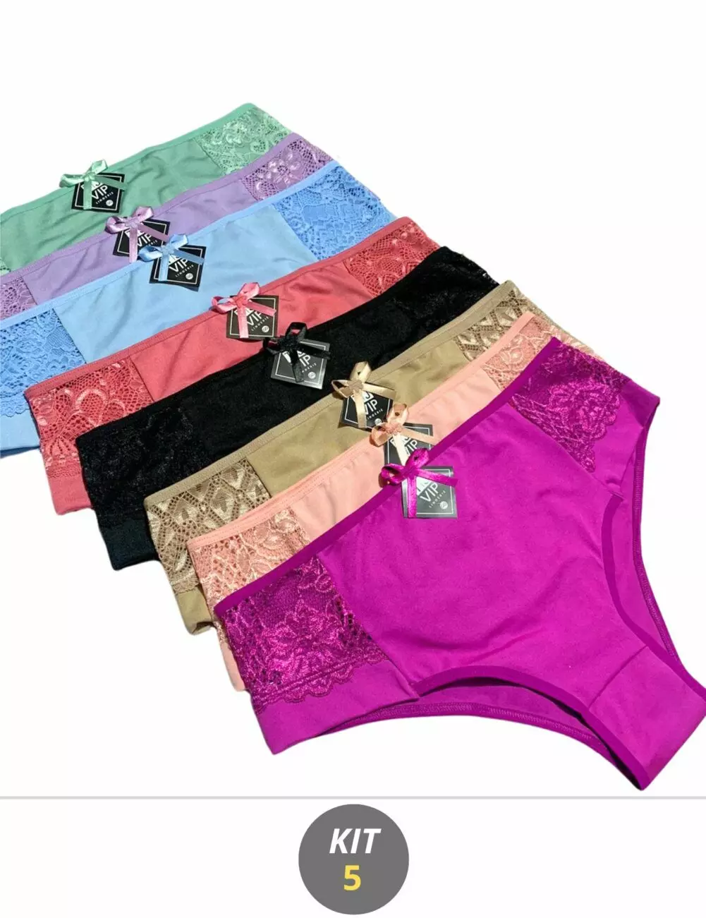 Kit 5 Calçola Plus Size Em Microfibra Luxo Cós Alto – K5-CLAMF004