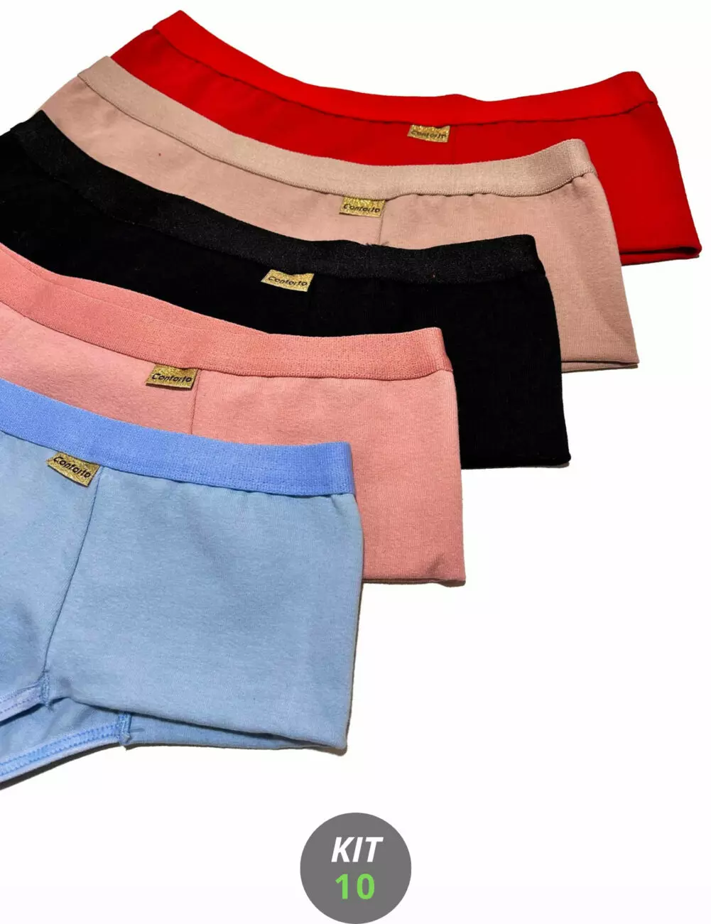 Kit 10 Calcinhas Femininas de Algodão Pala Dupla - K10-CALCT021