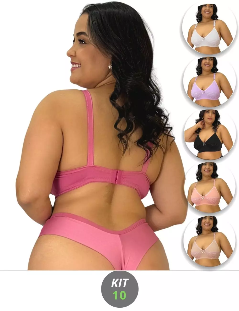 Kit 10 Sutiãs Sem Bojo Plus Size Reforçado
