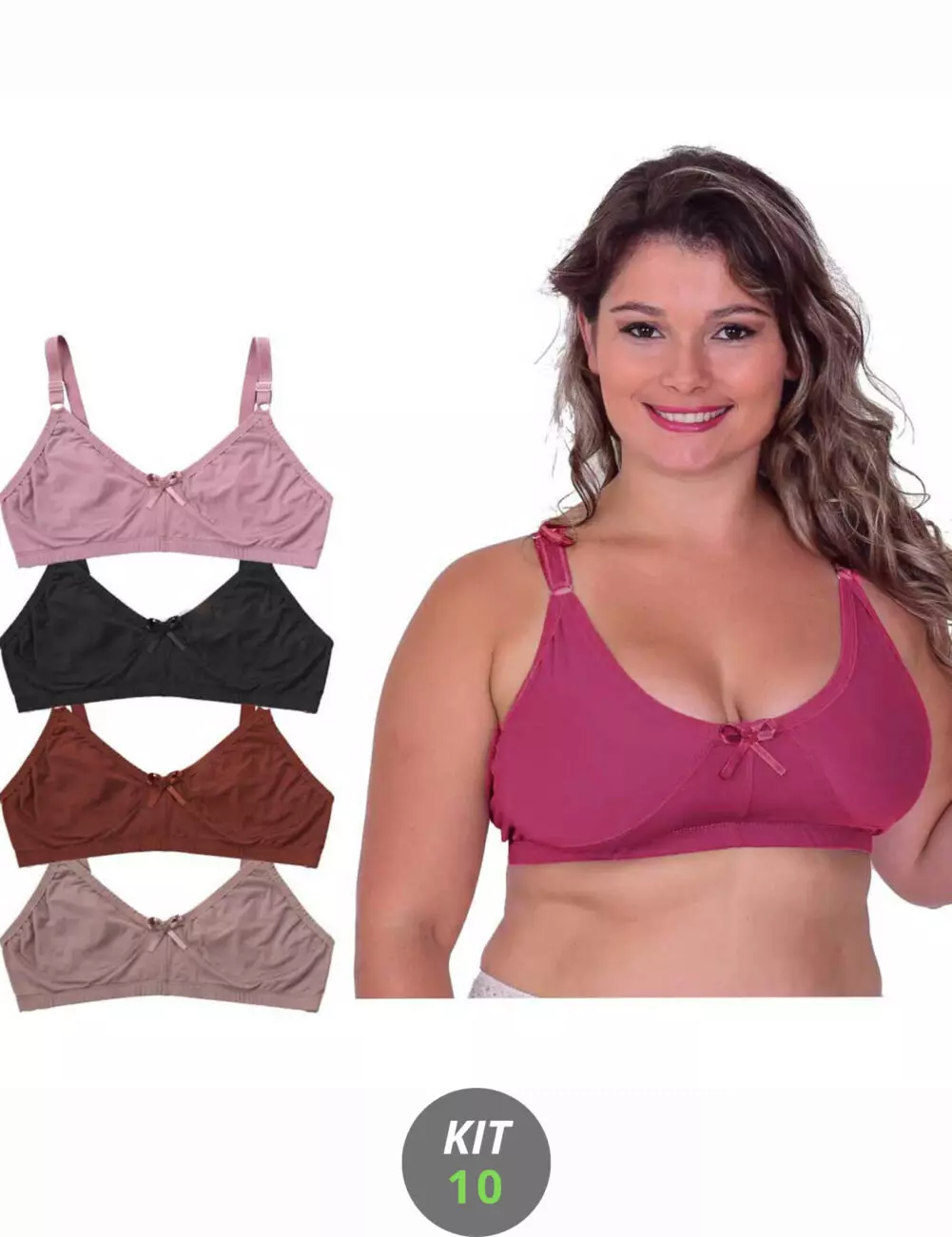 kit 10 sutiã plus Size reforçado