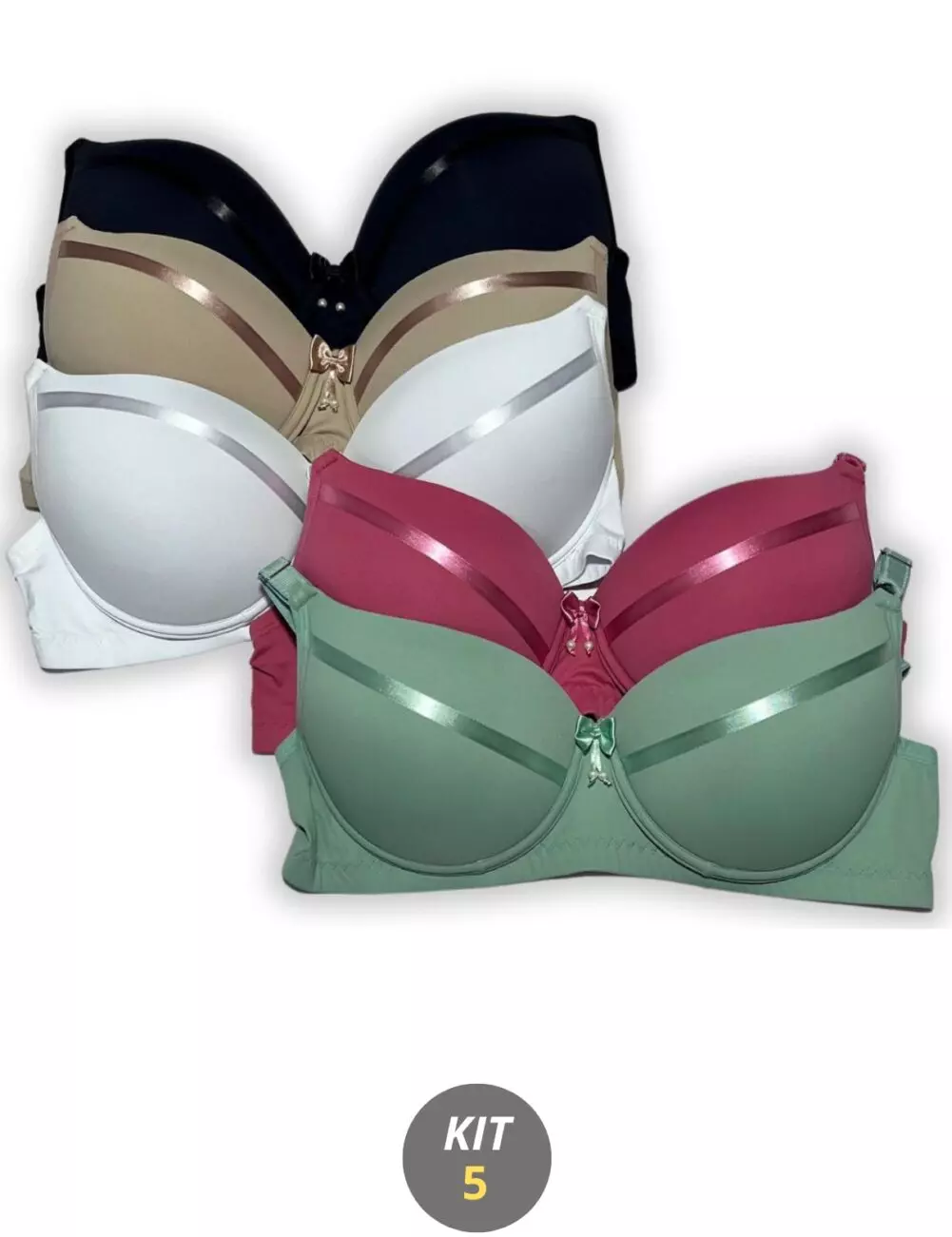 Kit 5 Sutias Plus Size Com Bojo Conforto