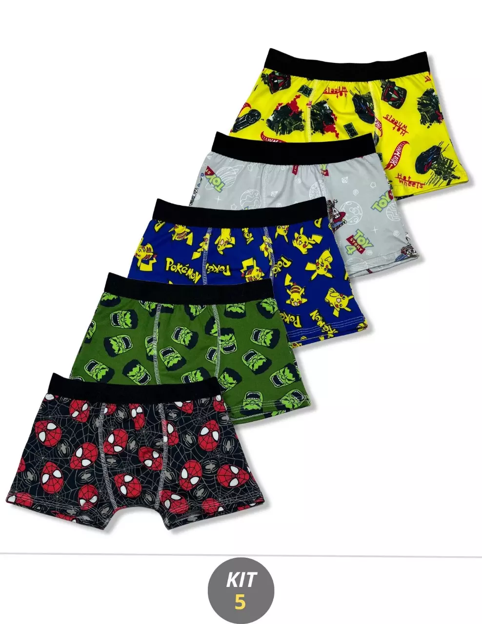 Kit 5 Cueca Boxer Infantil Estampada