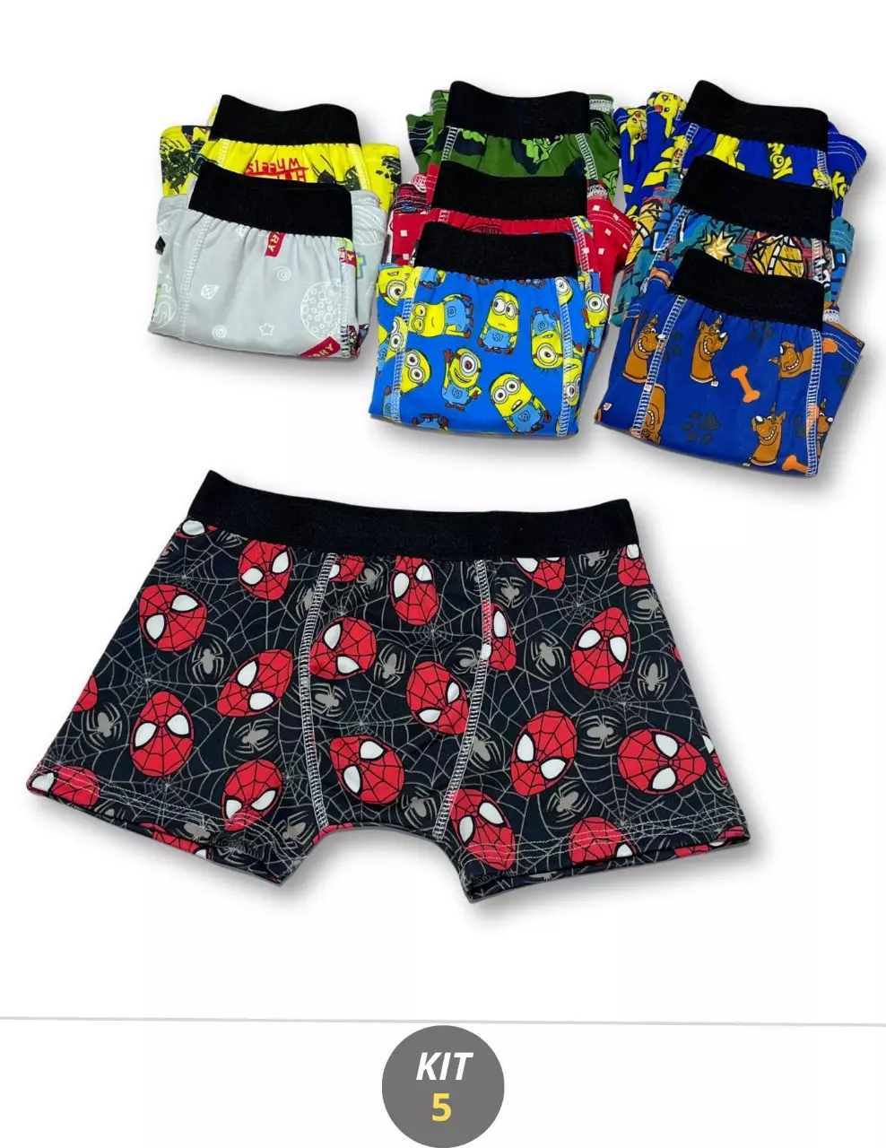 Kit com 5 Cueca Boxer Infantil Estampada