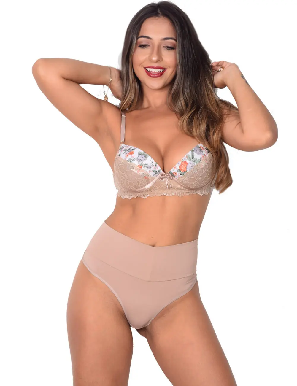 CONJUNTO LINGERIE BOJO COM CALCINHA MODELADORA FIO DUPLO - CJM14