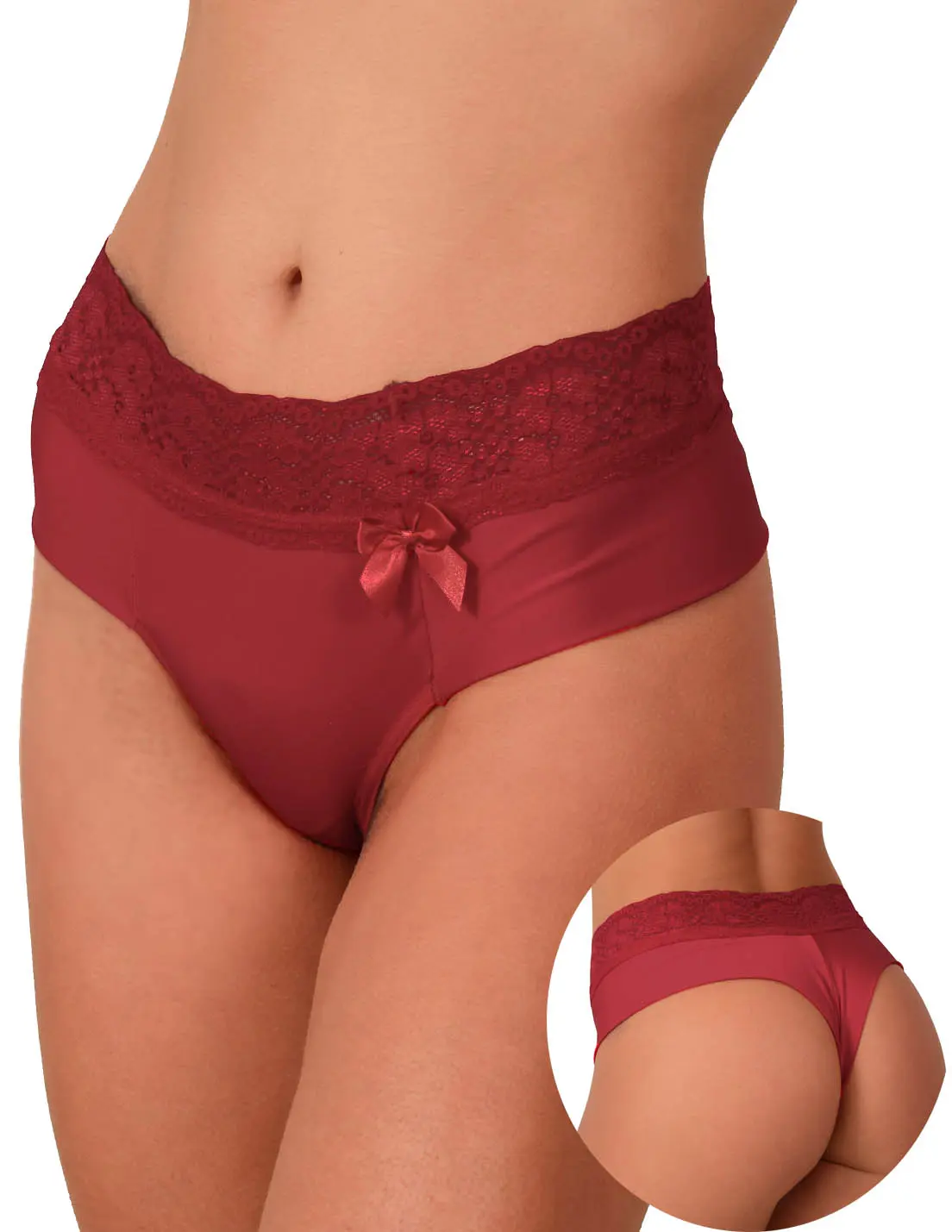 Kit 10 Calcinha Fio Dental Duplo com Renda Rubro KIT 10 CALCINHAS DE MICROFIBRA COM RENDA FIO DUPLO - K10-TGSMF006