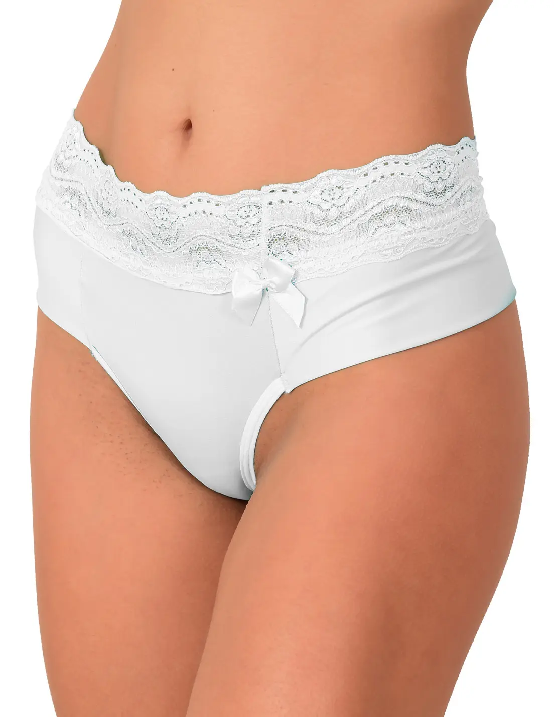 Kit 5 Calcinha Fio Dental Duplo com Renda Branco KIT 5 CALCINHAS FIO DENTAL DUPLO MICROFIBRA E RENDA - K5-TGSMF006